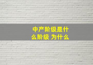 中产阶级是什么阶级 为什么